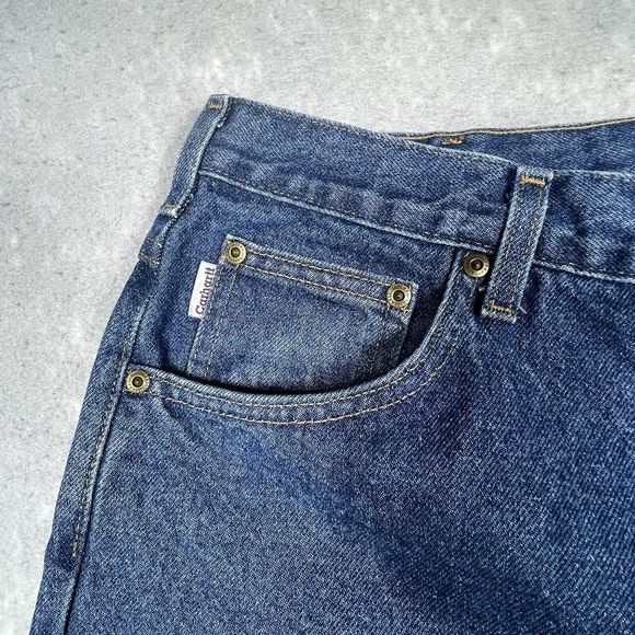 Carhartt Jeans Relaxed Fit Men’s Size 44X 32 Dark Blue Denim Straight Leg Baggy - Picture 2 of 13